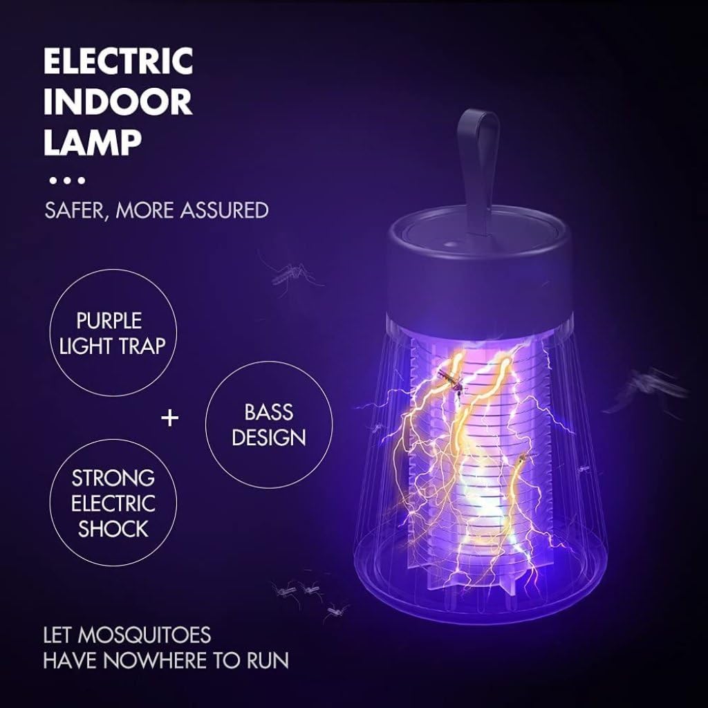 USB Powered Bug Zapper, Portable UV LED Mosquito Killer Lamp for Indoor Use, Camping, Kitchen, Bedroom, & Office (Pack of 1)