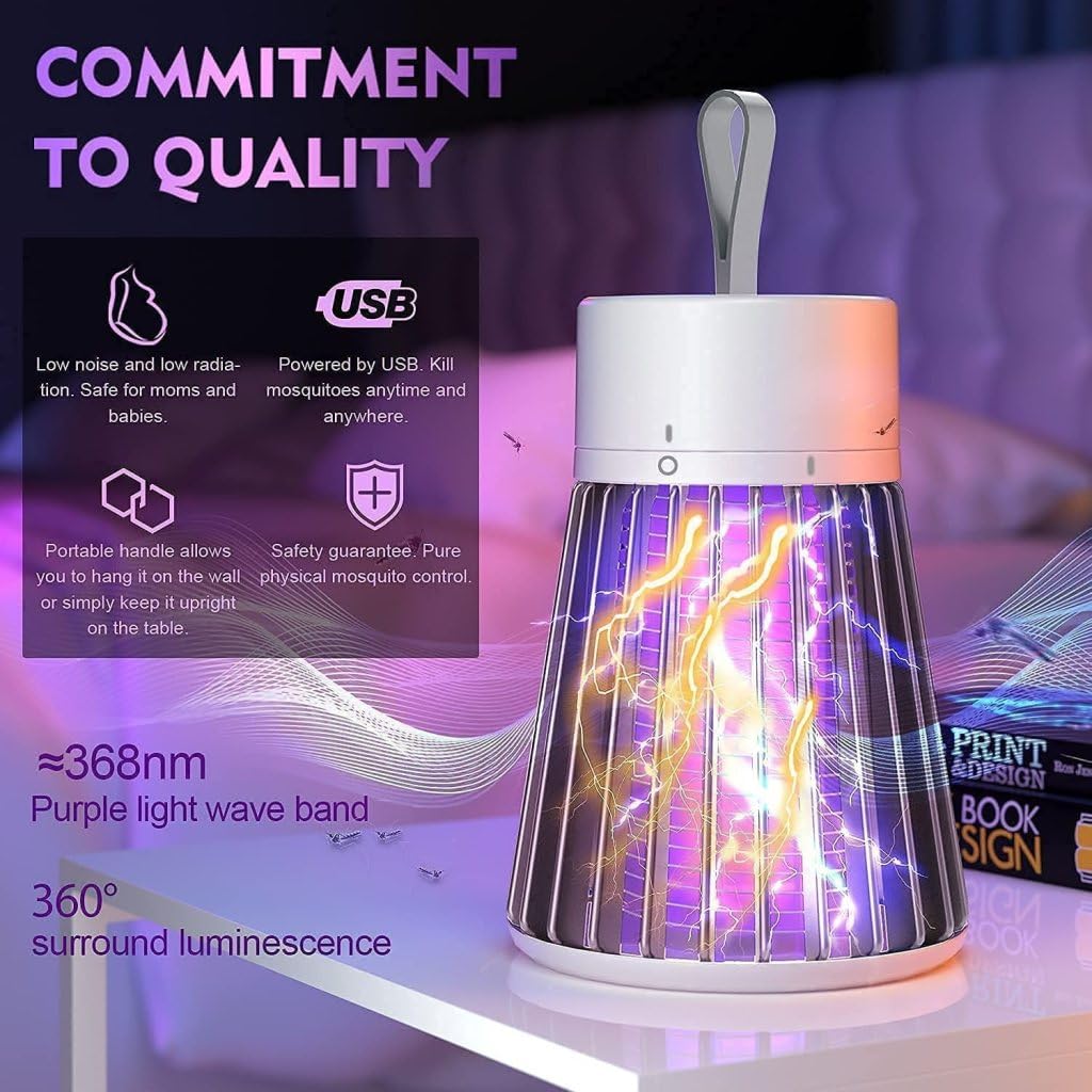 USB Powered Bug Zapper, Portable UV LED Mosquito Killer Lamp for Indoor Use, Camping, Kitchen, Bedroom, & Office (Pack of 1)